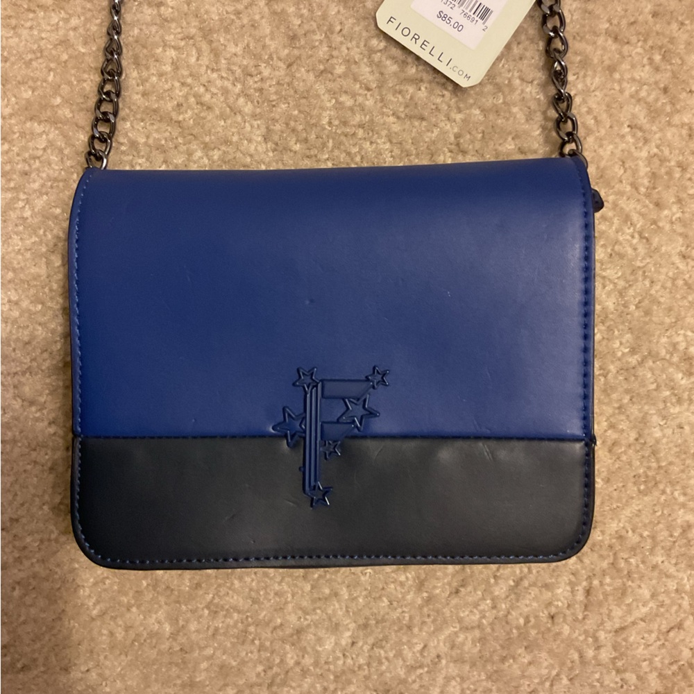 Fiorelli Nighttails Small Flapover Shoulder Bag Cobalt & Black Vegan Purse